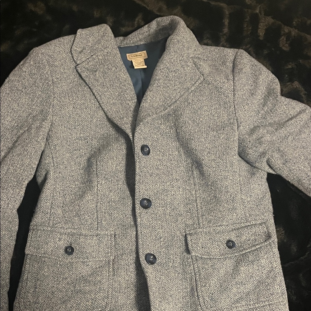Vintage Ll Bean Blue Herringbone Blazer